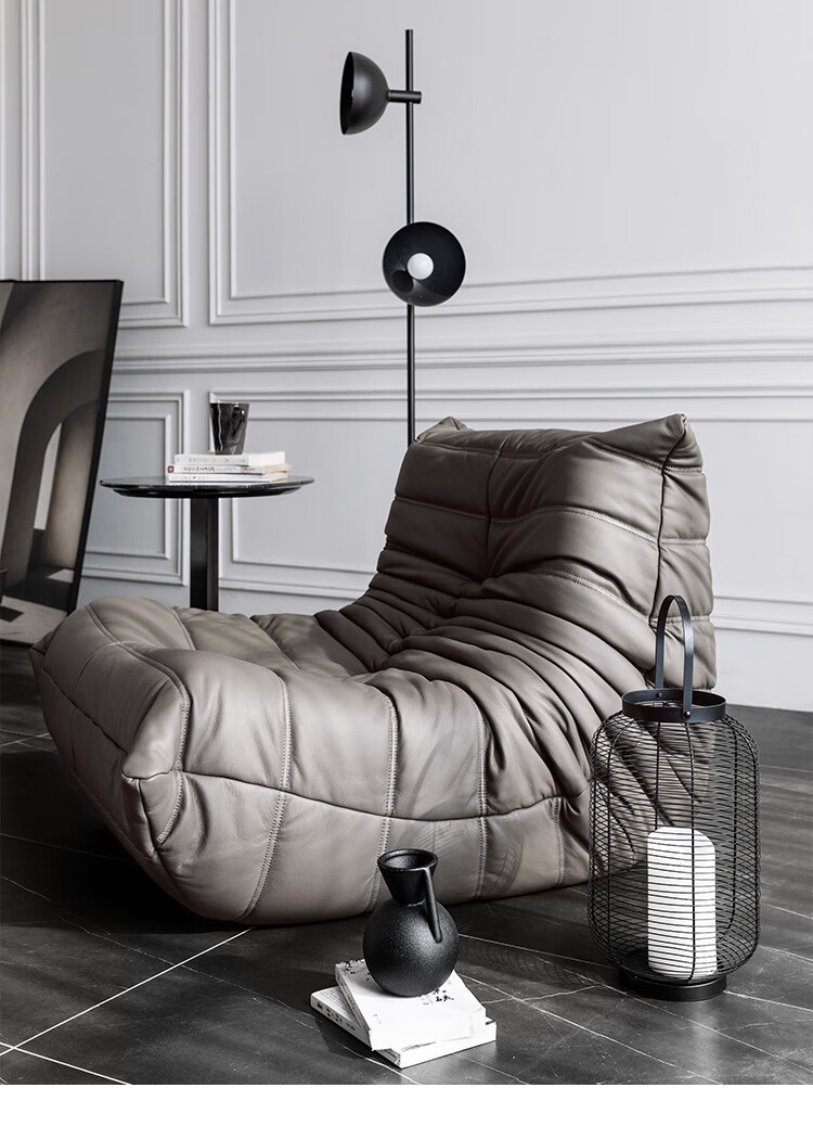 北欧togo毛毛虫懒人休闲沙发客厅设计师网红ins轻奢单人躺椅 鹿绒布