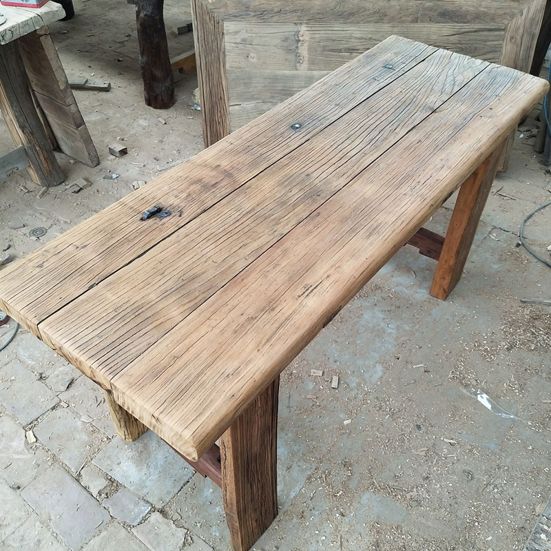 老榆木门板旧木头老木头原木实木茶台茶桌复古怀旧风化板吧台桌面