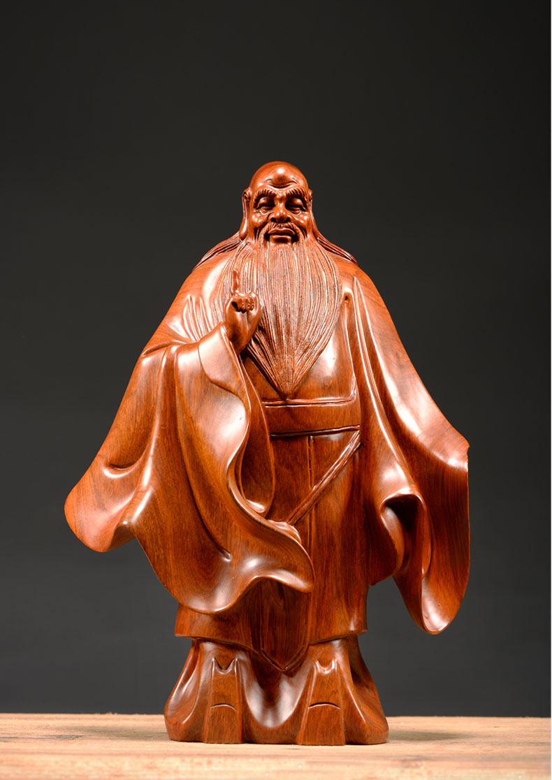 仙莱阁木雕手工精雕老子太上老君佛像摆件实木雕刻道教神像三清红木