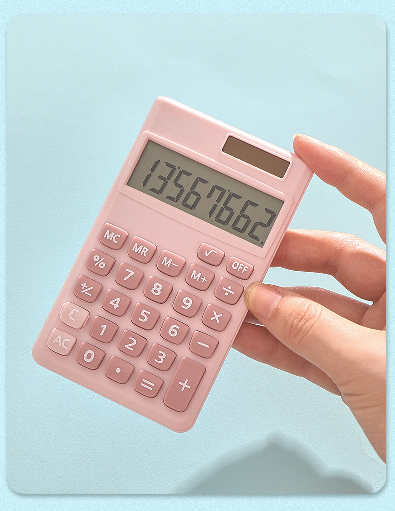 学生考试用迷你可爱小型太阳能计算机网红简约办公多功能女计算器小号