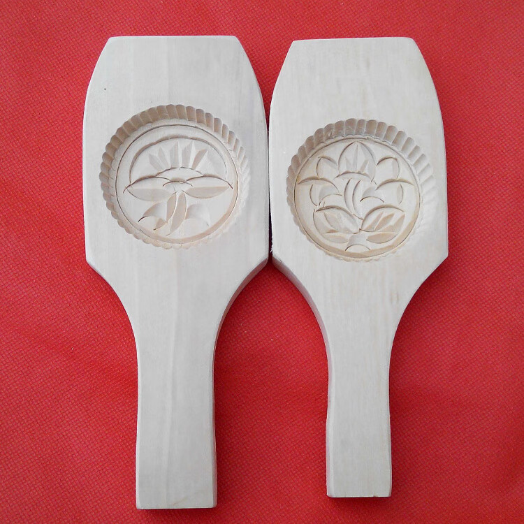 糕点模具小型 木质月饼印模水晶糕饼印糍粑艾叶草粑印模南瓜饼 紫色