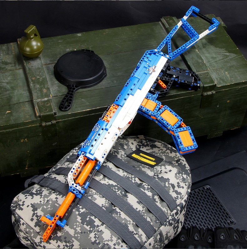 m416拼搭高难度积木和平精英对战玩具枪拼装模型98k组装吃鸡枪加特林