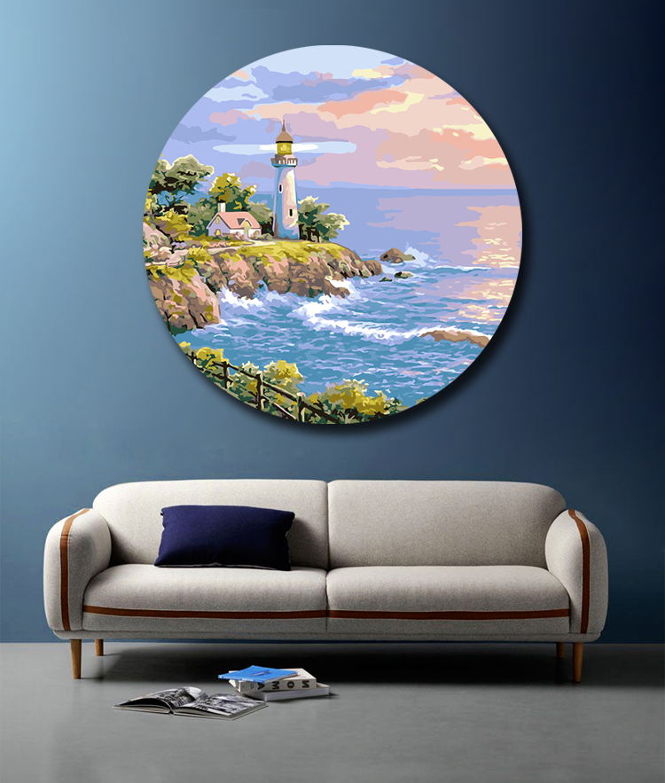 数字油画古典风新款diy数字油画圆形古典国风景花卉定制手工绘填充