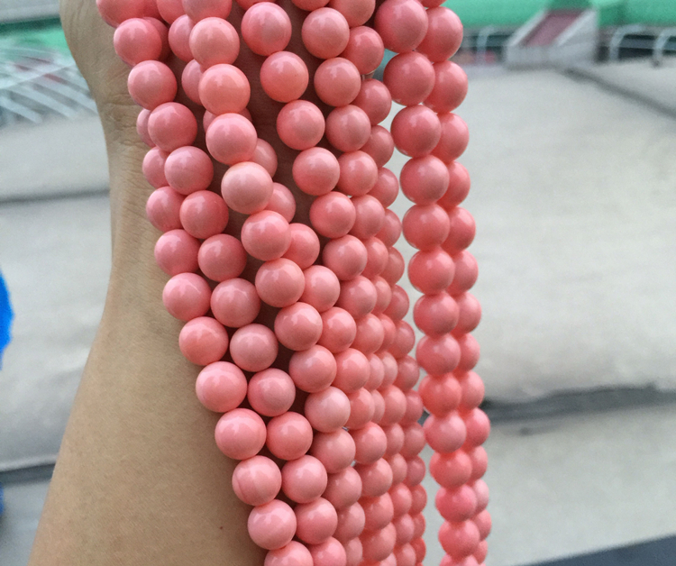 岚珊红色粉珊瑚贝圆珠 粉女王贝手链项链diy饰品毛衣链手串配件女