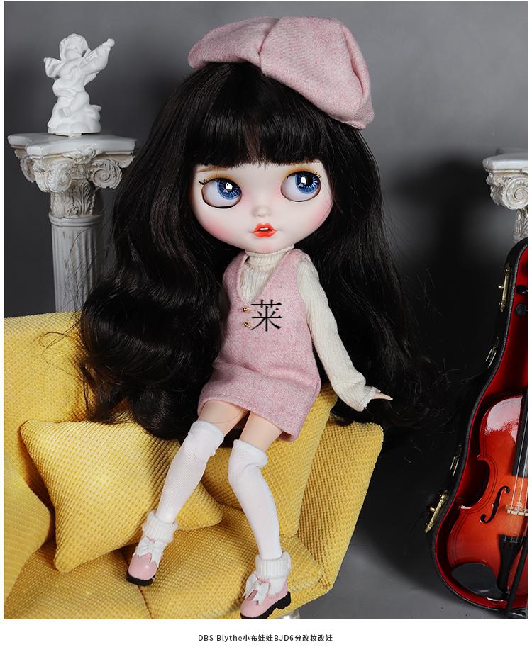 小布娃娃bjd6分改妆改娃关节体女孩公主换装洋娃娃礼物 美牙黑色短发