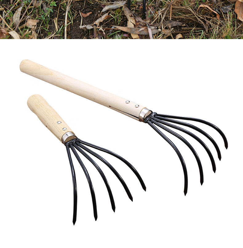 铁耙子小型花园菜园扒搂农用工具五爪耙沙滩赶海扒沙小工具 园艺五爪