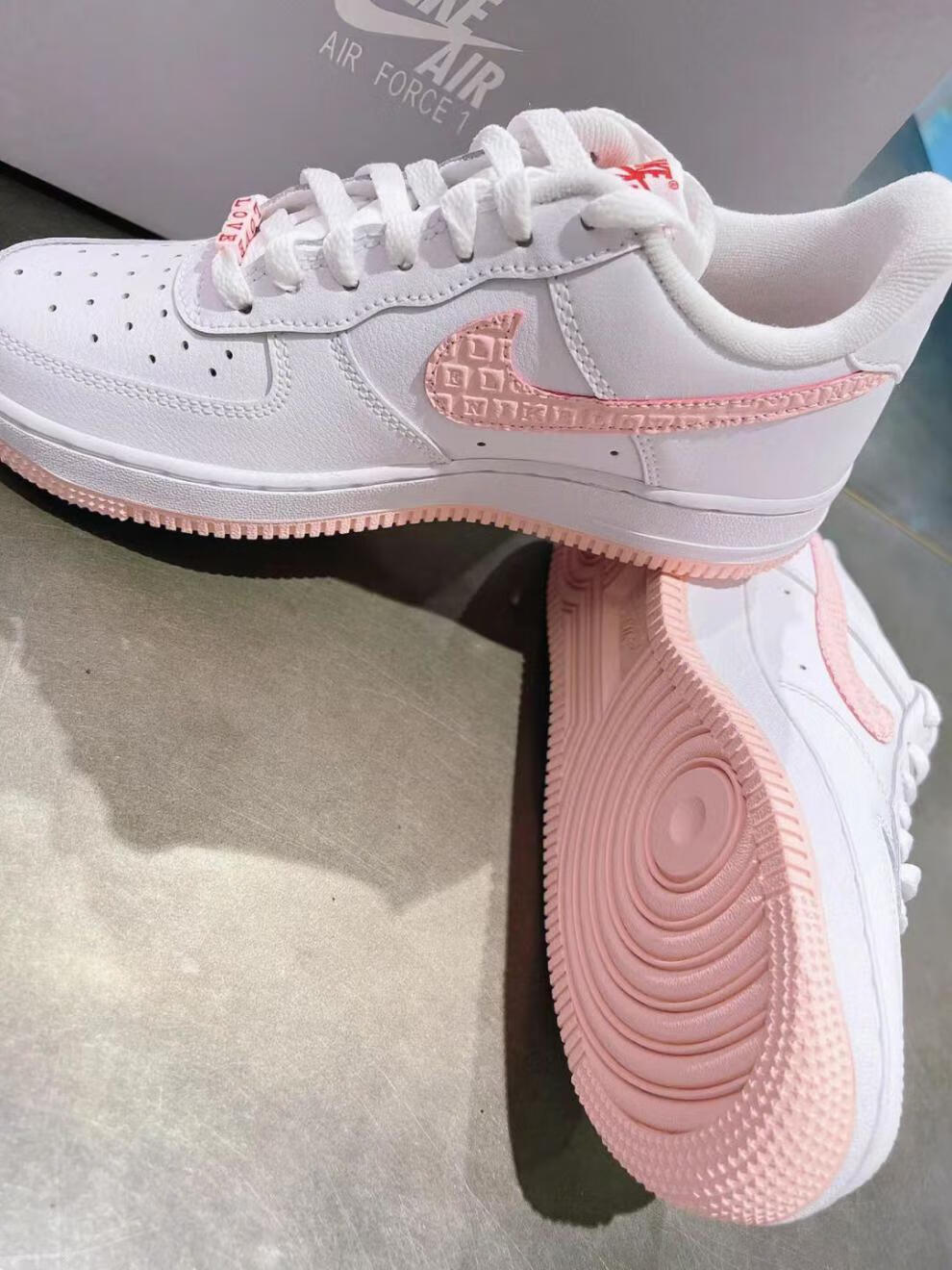 纯原af1空军一号白粉情人节 女款高颜值百搭增高小白鞋休闲板鞋 白粉