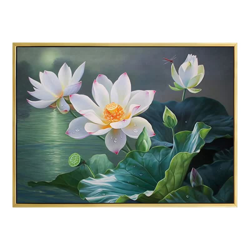 蒙娜丽莎荷韵十字绣蒙娜丽莎荷韵十字绣2021新款线绣睡莲花墨荷客厅