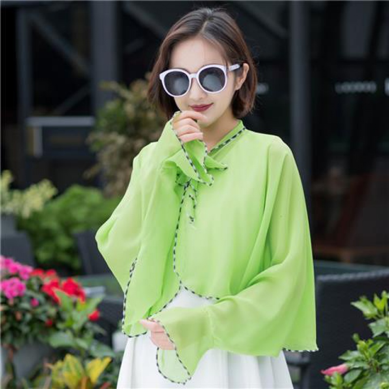 贝佳淑新品骑车防晒披肩夏季新款披肩女骑车开车防晒衣雪纺遮阳百变