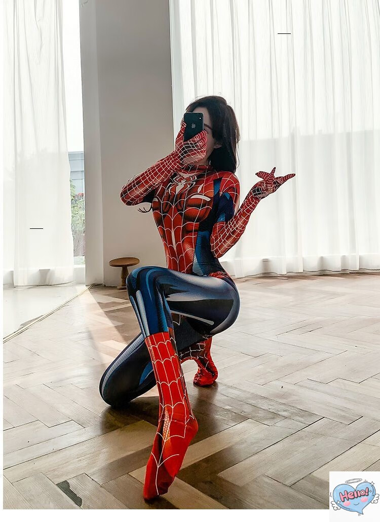 蜘蛛侠可穿皮套 蜘蛛侠皮套真人紧身真人紧身衣黑色女网红动漫衣服co