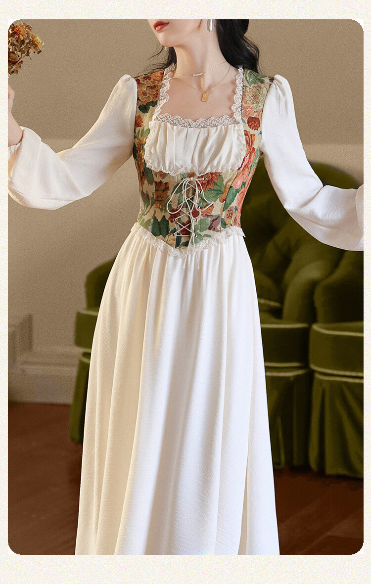 鱼骨束腰连衣裙子欧式风小礼服洛丽塔在逃公主夏季日常轻lo 长袖 s【