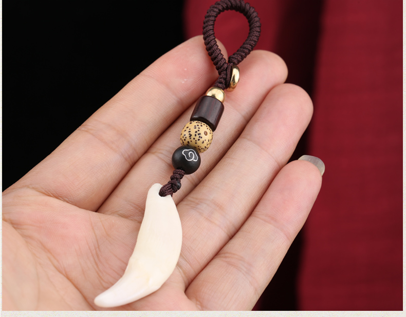 铂美家真黑狗牙挂坠挂件装饰狼牙藏獒牙齿diy配件钥匙扣本命年个性