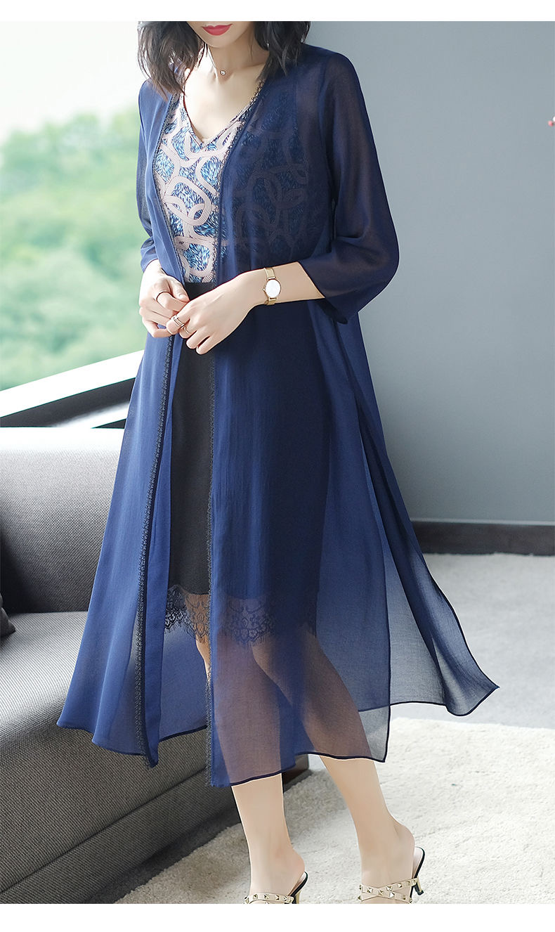 外搭开衫夏季薄款小个子真丝外套女中长款配子外披桑蚕丝披肩2022新款