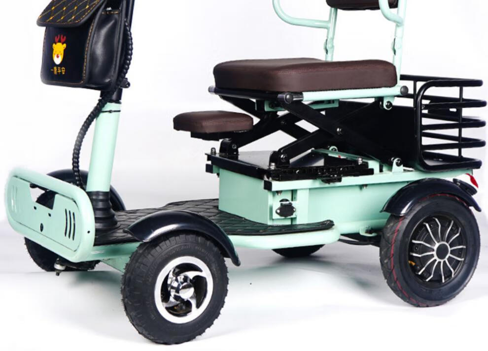 老年代步电动车四轮四轮双人残疾电瓶车老人助力电动车接孩子可折叠