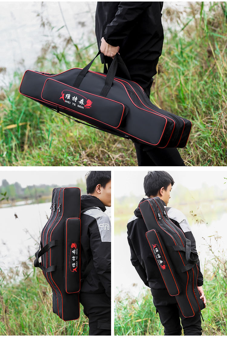 钓鱼包渔具包鱼竿包加厚加长多功能大容量双肩125cm三层肚包