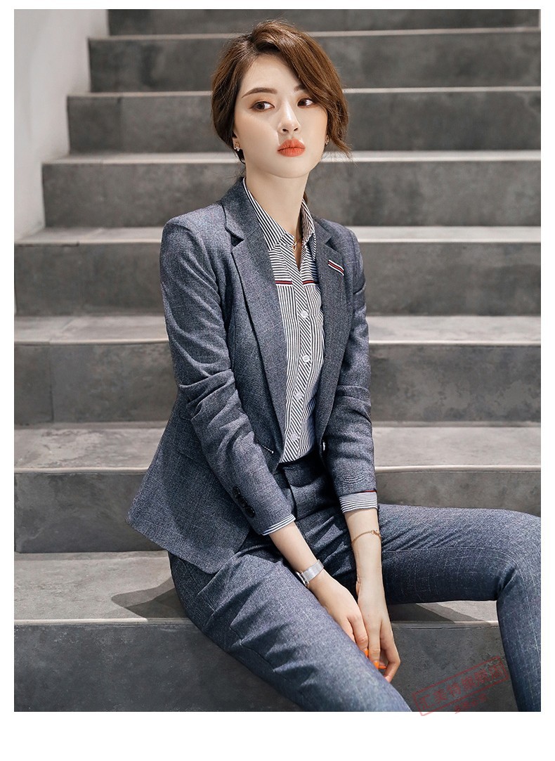 汇美特职业装女装套装小西装灰色工作服正装ol通勤销售前台面试工装