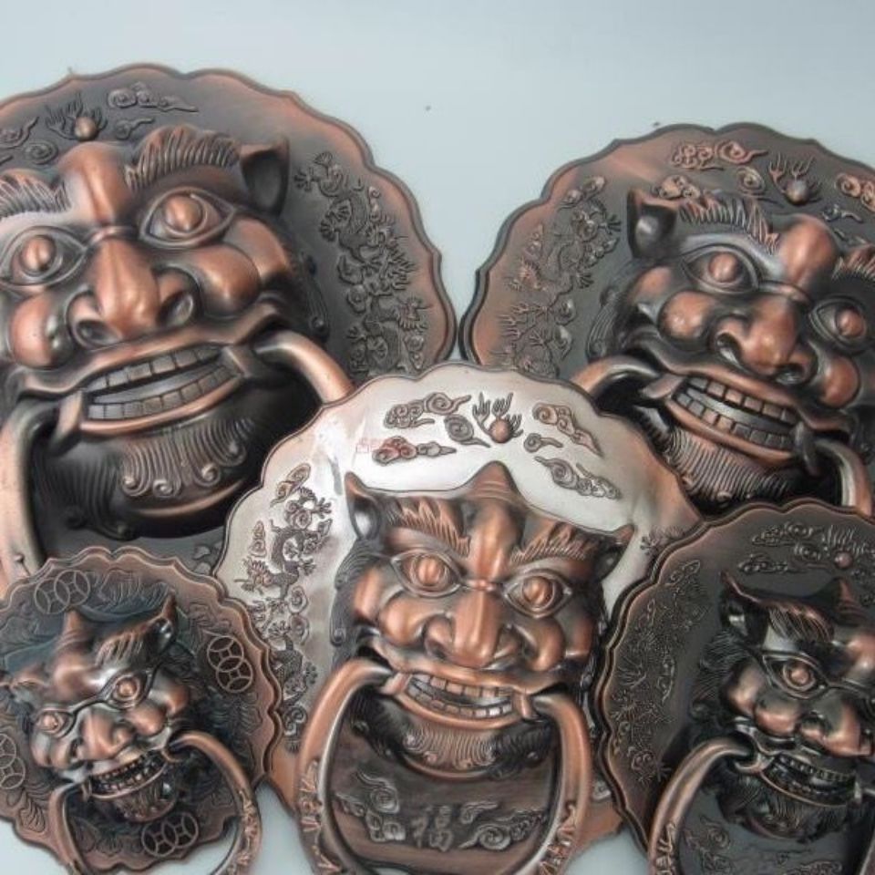 装饰门环兽头老式门兽首复古狮子头门环铜拉手扣仿古门环兽首配件