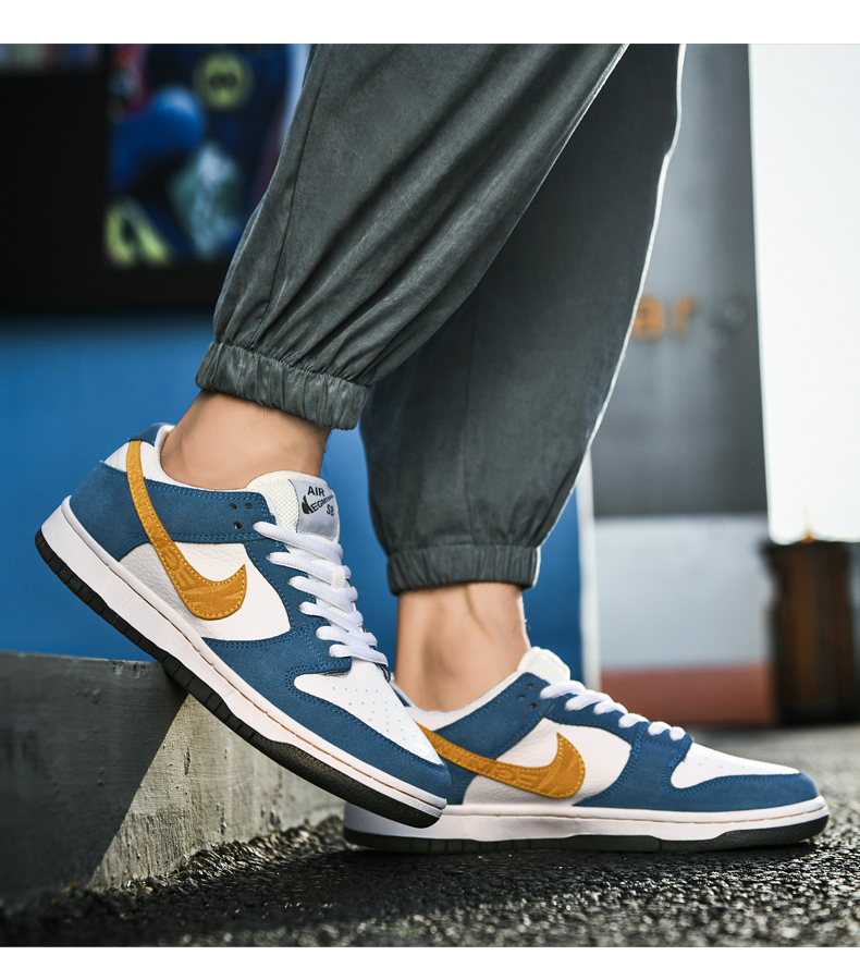 空军男鞋aj运动休闲白潮鞋子百搭时尚防滑板鞋透气耐磨旅游 s001蓝黄