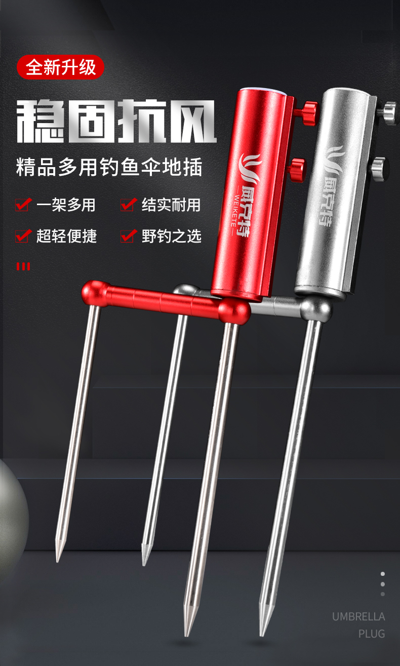 钓鱼伞地插通用加粗加长钓伞配件抗风雨伞架太阳伞大伞插地叉伞插电镀