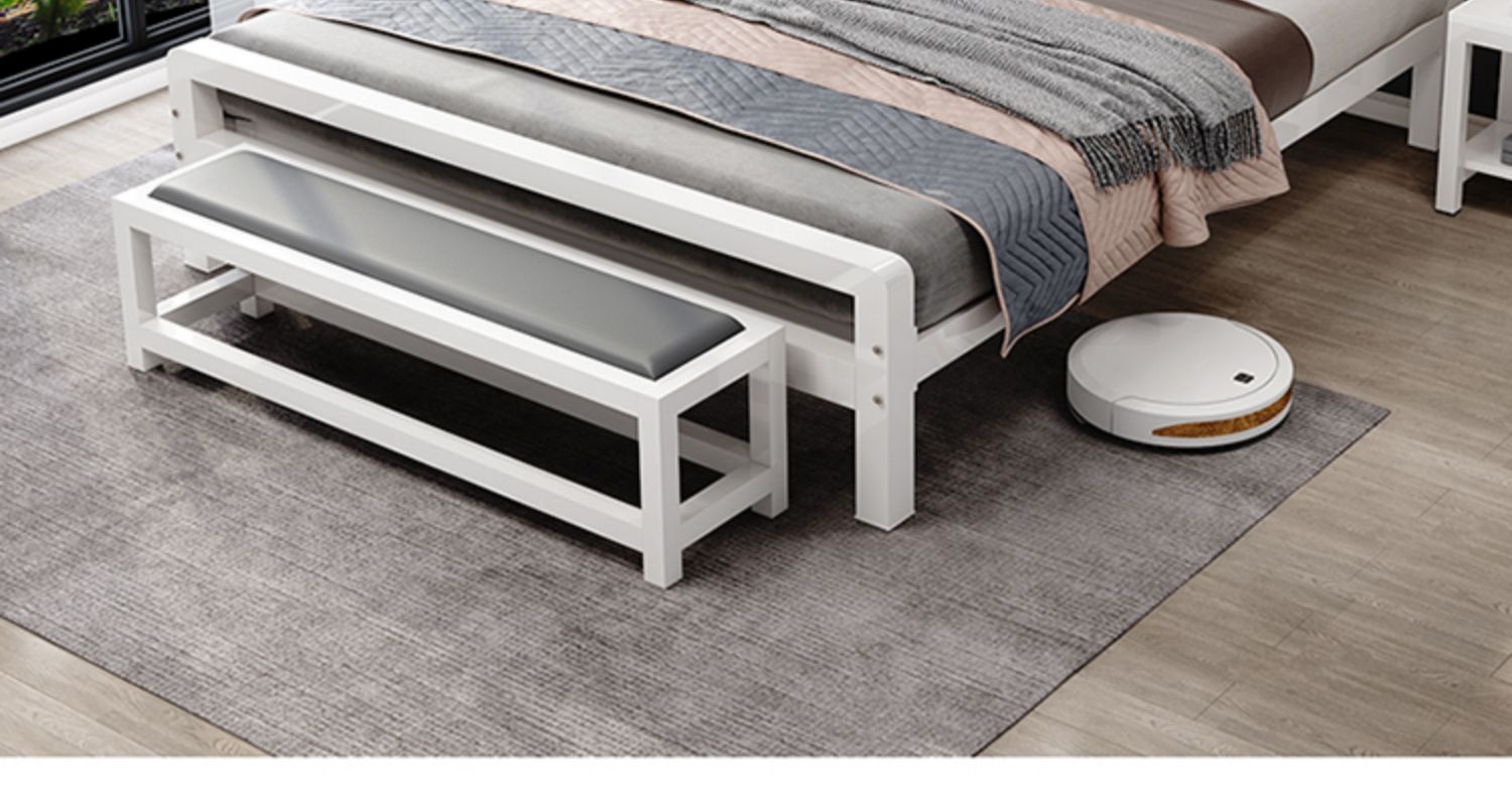 床现代简约铁床铁架床双人床18m高腿床架单人网红铁艺床加厚加固白色