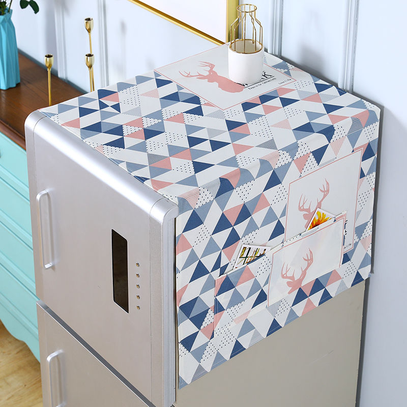 新款冰箱巾单开门双开门冰箱盖布防尘罩冰箱蕾丝耐磨耐洗盖巾好时光咖