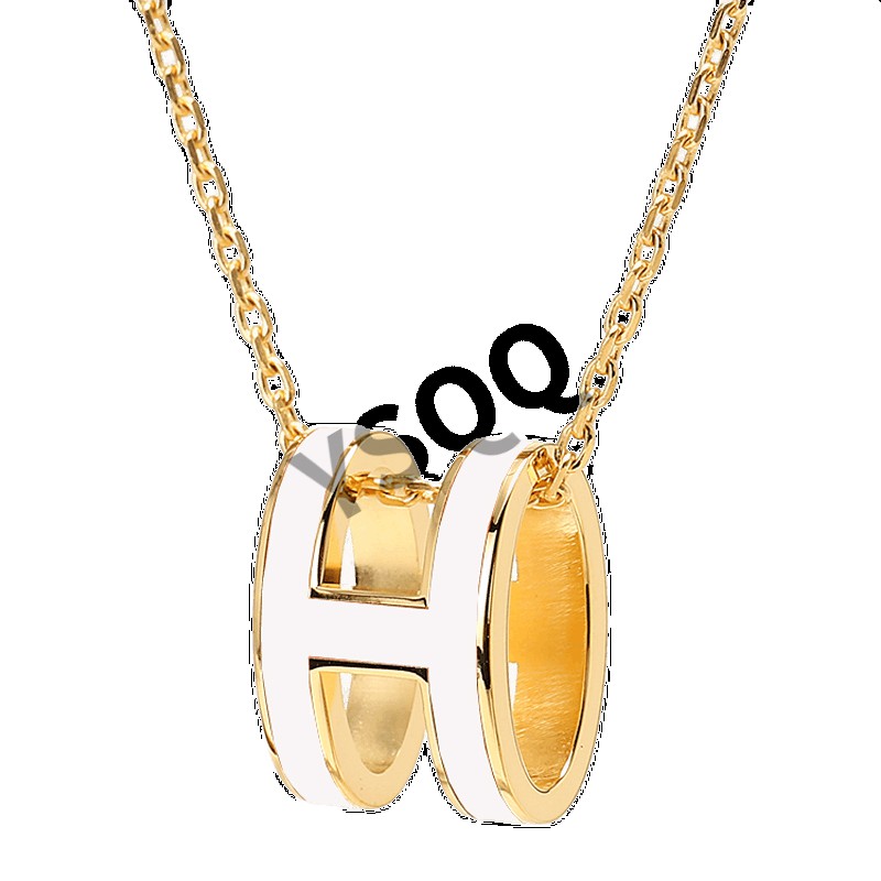 爱马仕(hermes) 项链 女 白金项链 pop项链经典项链女士h椭圆吊坠黑色