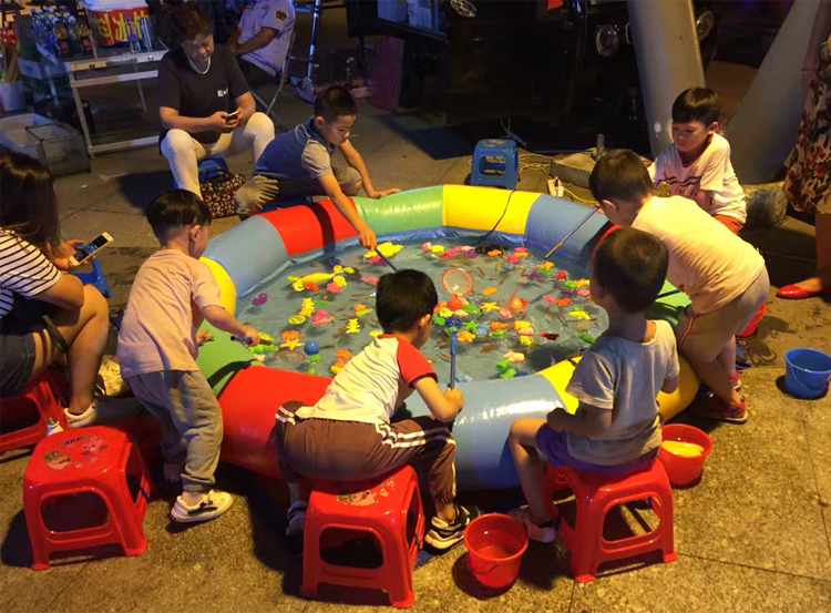 儿童捞鱼池加厚儿童充气钓鱼池捞鱼池定制圆形钓金鱼水池玩沙池广场