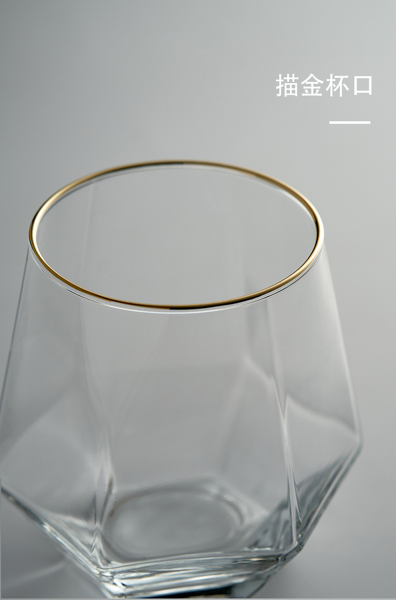 极光六角杯玻璃杯家用啤酒杯六角水杯透明待客喝酒杯子套装牛奶果汁杯