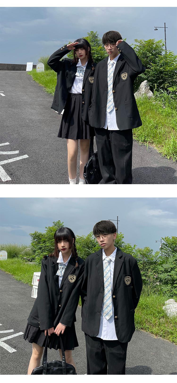 适合春季1518岁青年男生穿的男西装韩版秋冬新款制服班服校服情侣装