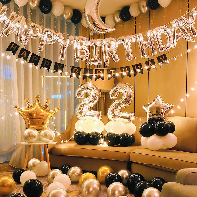 生日主题派对气球男生女孩周岁房间背景墙布置礼生日套装装饰p 精致