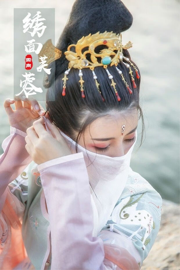 面纱女女面纱扶摇同款新款古装汉服蒙面纯色古风配饰雪纺遮脸纱巾