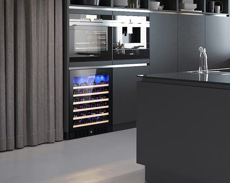 bu-145红酒柜恒温酒柜嵌入式家用小型吧台储存冰吧 黑色玻璃门【图片
