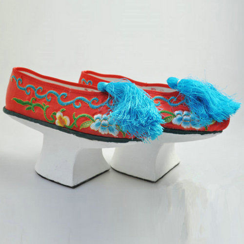 元鲜花盆底鞋贵妃宫廷戏曲绣花鞋高贵清朝贵妃福晋绣花鞋格格鞋古装鞋