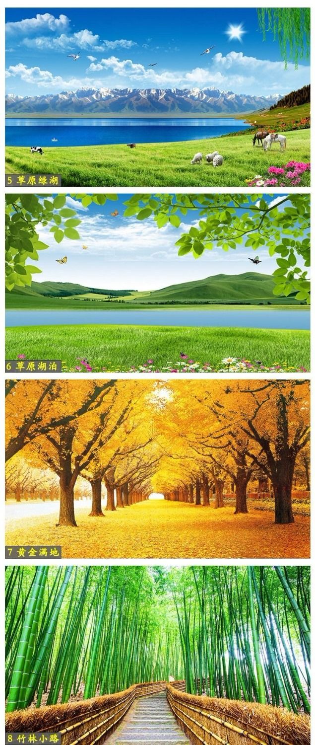 旭泽新中式墙面风景贴画大型中国风墙贴自粘风景壁画自粘墙贴画大自然