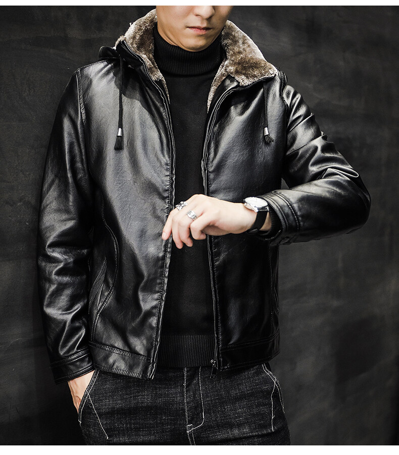 罗蒙皮衣男皮夹克外套男士短款皮衣秋冬季加绒保暖冬装防风商务休闲