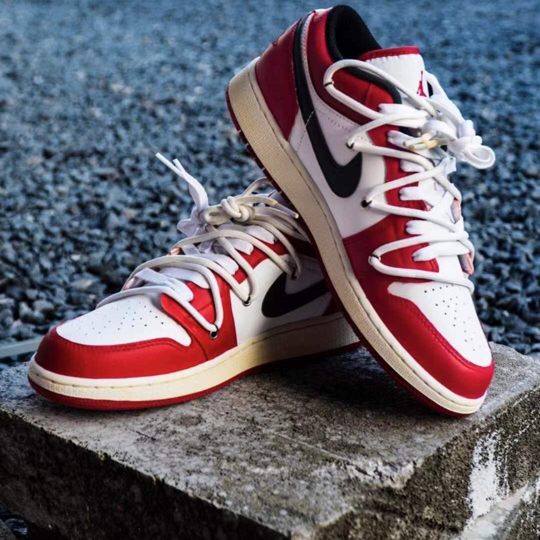 aj男女鞋纯源 airlow aj圣诞红白解勾低帮男女鞋学生休闲运动篮球鞋