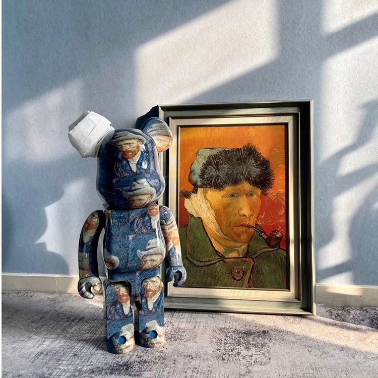 400%暴力熊积木熊梵高星空潮玩摆件生日礼物 梵高星空 精品版 咔咔响