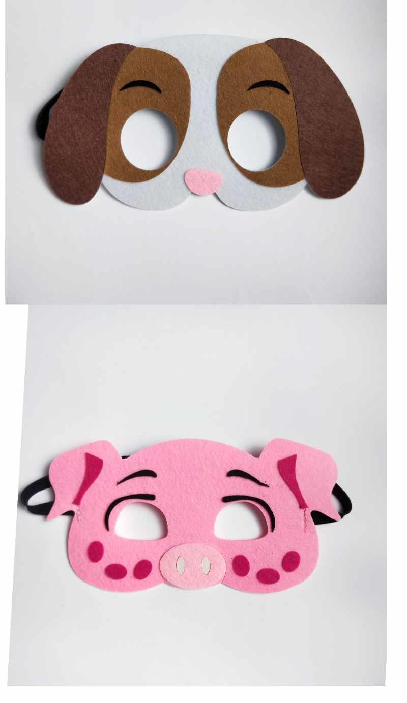 精选儿童动物十二生肖不织布面具圣诞万圣节日表演老鼠牛猪狗马眼罩