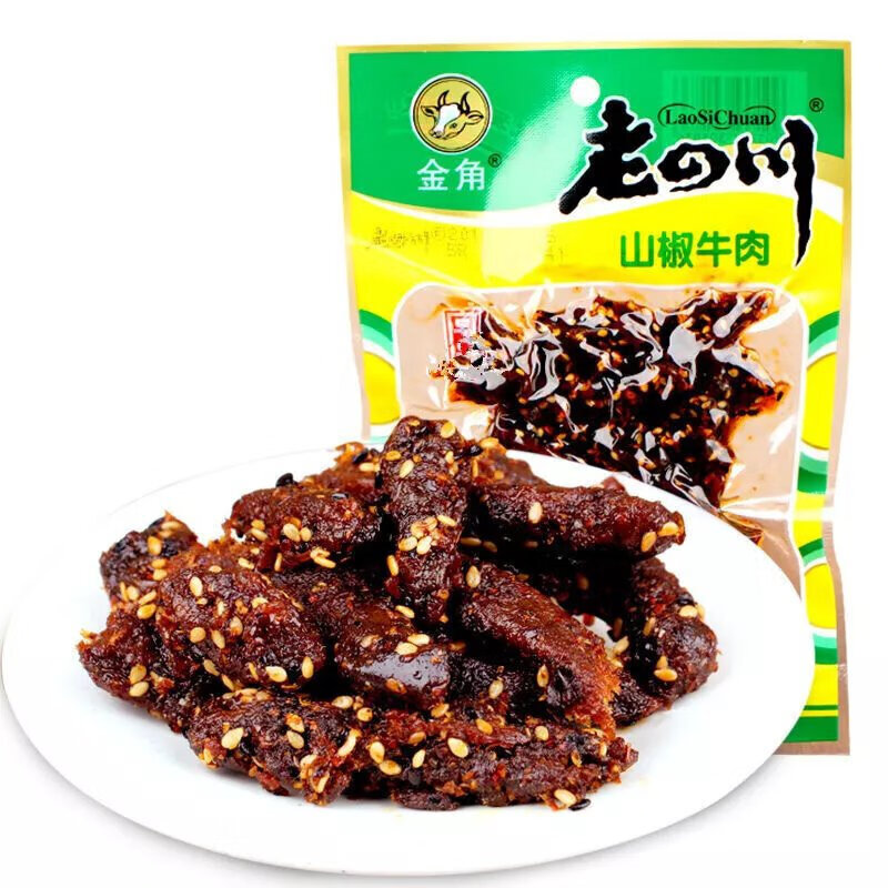 老四川60g金角老四川麻辣牛肉干泡椒山椒烧烤辣条肉制品食小麻辣味60g