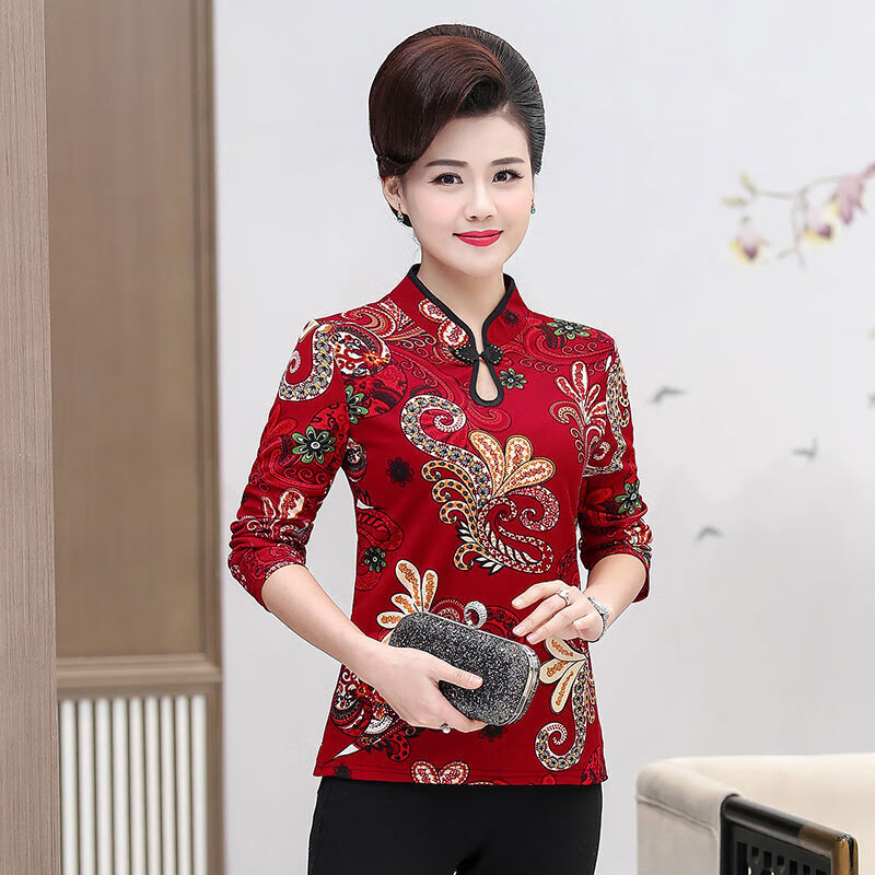 gioio 女士唐装汉服春夏妈妈春装洋气民族风小衫50岁中老年女时尚碎花