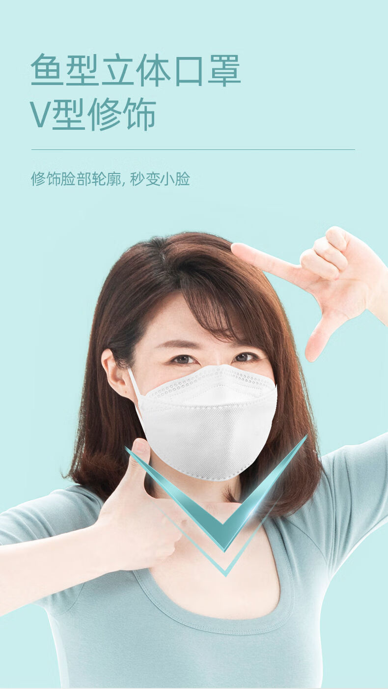 维德kn95口罩四层防护双层熔喷布鱼形隔离病菌一次性透气毒品质白色