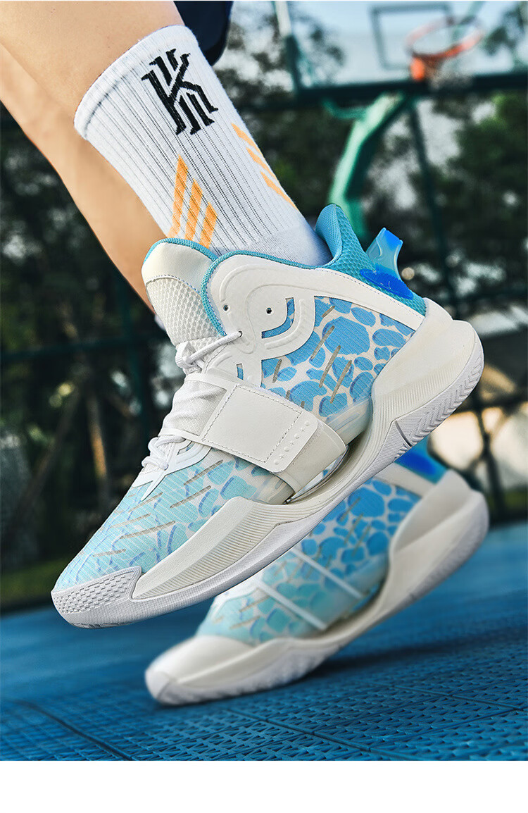 镂空减震魔术贴设计中学水泥地运动鞋四代大童运动体育户外 绿白椰子