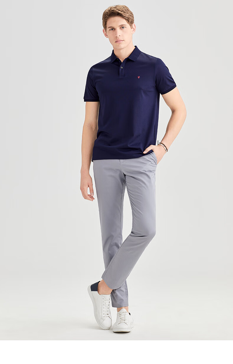 九牧王男装短袖t恤男士2020夏季新款时尚休闲透气短袖修身翻领polo衫