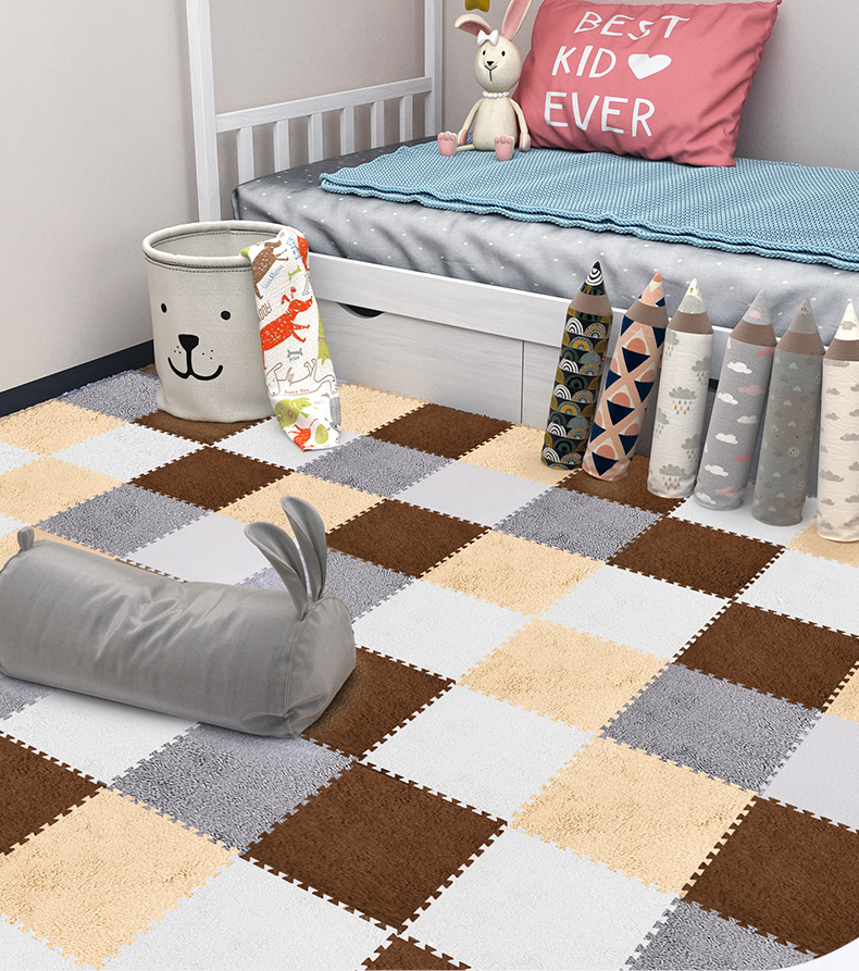 床边家用卧室全铺儿童拼图爬爬垫地板榻榻米网红拼接泡沫地垫灰色白色