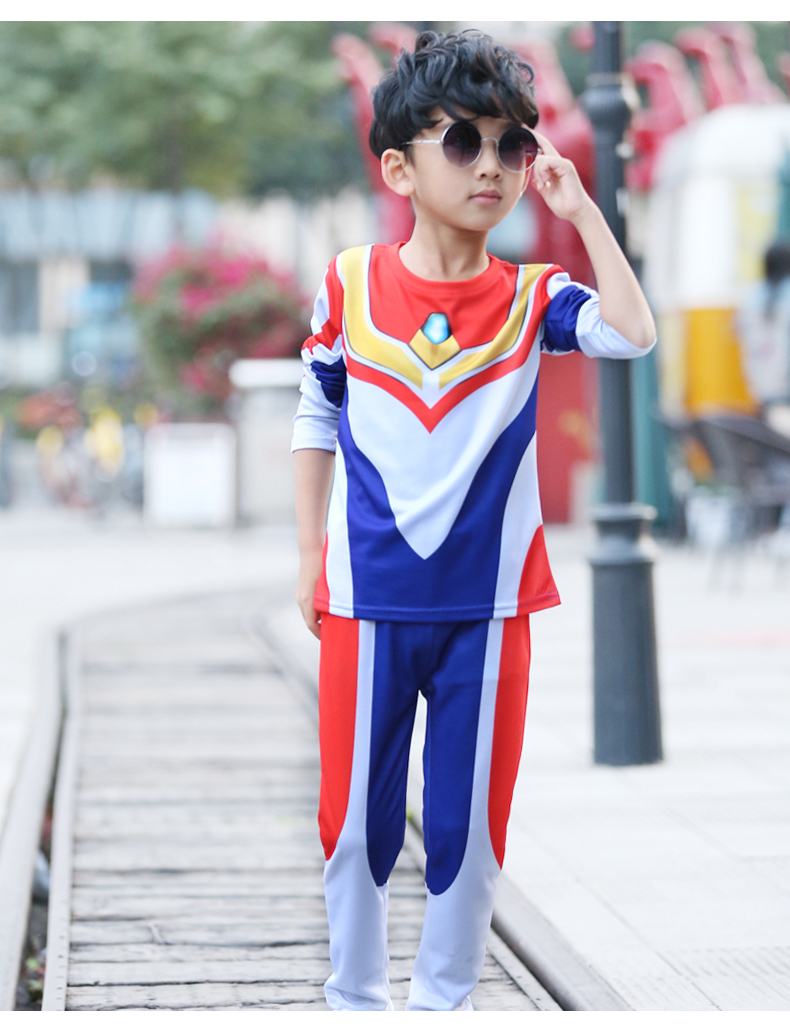 迪迦欧布奥特曼紧身速干运动套装表演服春秋款儿童角色扮演服装童装