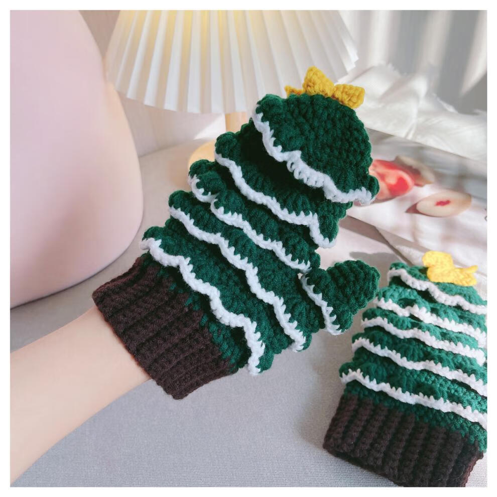 手套女朋友手织卡通可爱圣诞冬季手工编织手套diy材料包自制手织送