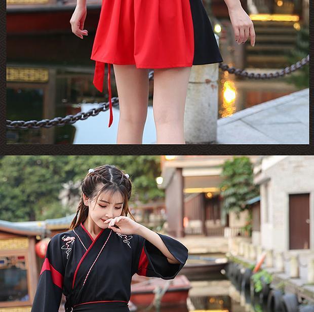 寄明月舞蹈服改良汉服女学生古装猫又交领刺绣两件套风sing寄明月千盏