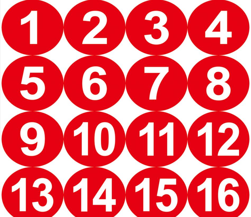 数字地贴编号贴pvc防水号码数字贴纸不干胶机台编号餐桌号数字贴20cm