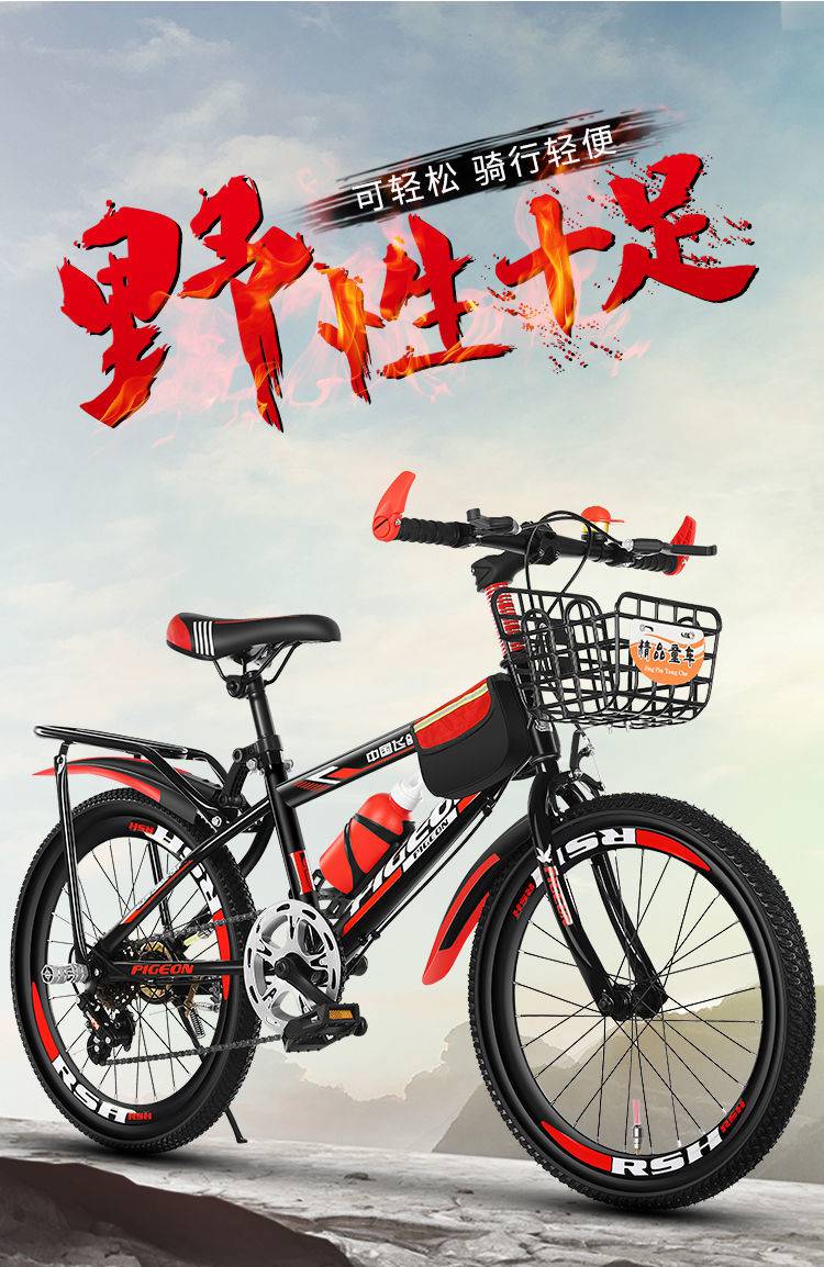 飞鸽自行车儿童 飞鸽自行车儿童成人山地车中小学生男女赛车单26/24/2
