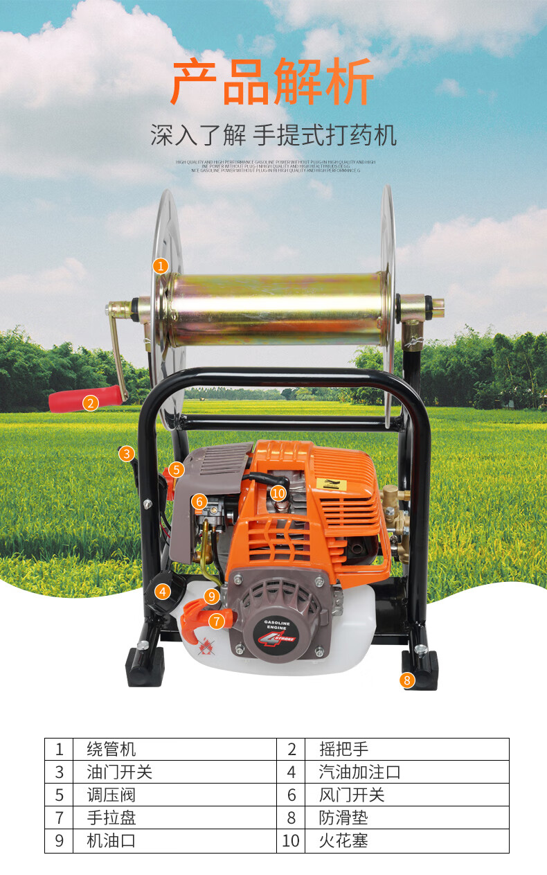 手提式汽油打药机四冲程农用高压果树农药机一体式收放管药水机器puc